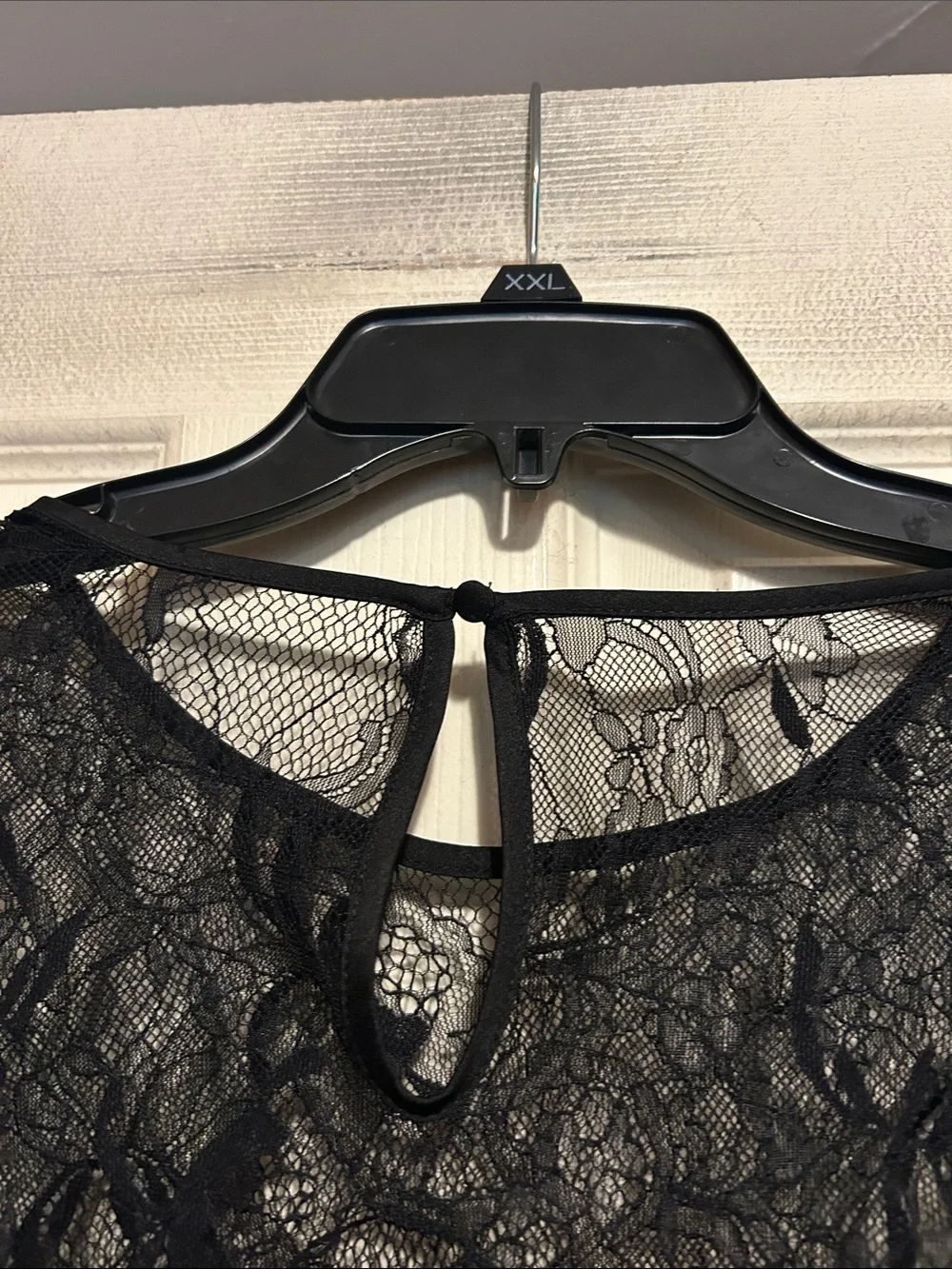 H&M Sheer Black Floral Lace Sweetheart Long Sleeve Top Size 10 / 40